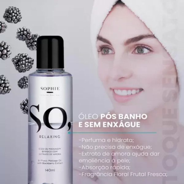 Kit So Relaxing Sophie Óleo Bifásico e Geleia de Banho Fragrância de Amora - Image 4