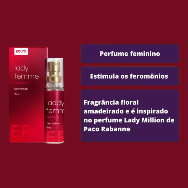 Kit Loção Corporal e Perfume Pherome Lady Femme - Kalya - Image 5