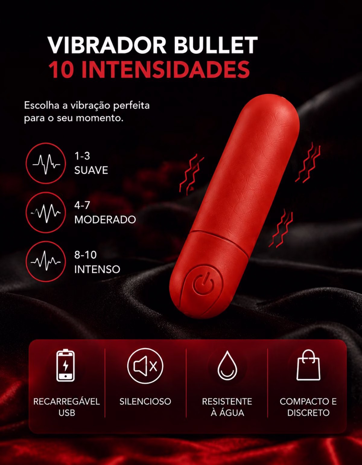 Kit Bullet Vibrador Calda Beijável Picante - Imagem 10